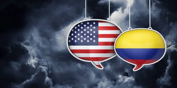 Usa和哥伦比亚的通信。 贸易谈判会谈。 3d补救 — 图库照片