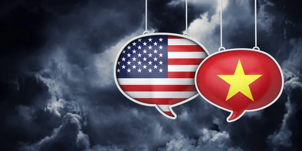 USA and Vietnam communication. Trade negotiation talks. 3D Rednering