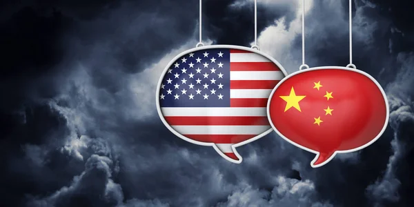 USA and China communication. Trade negotiation talks. 3D Rednering