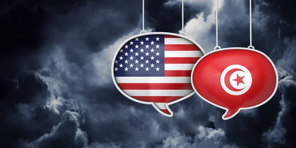 USA and Tunisia communication. Trade negotiation talks. 3D Rednering — Stock Photo, Image