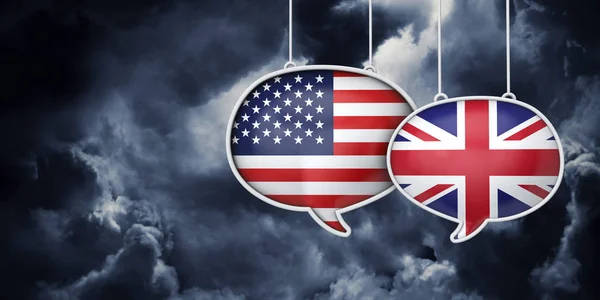 Communication États-Unis et Royaume-Uni. Négociations commerciales. Rednering 3D — Photo