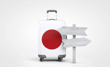 Japonya bavulunda ahşap rehber levhası var. 3d Hazırlama