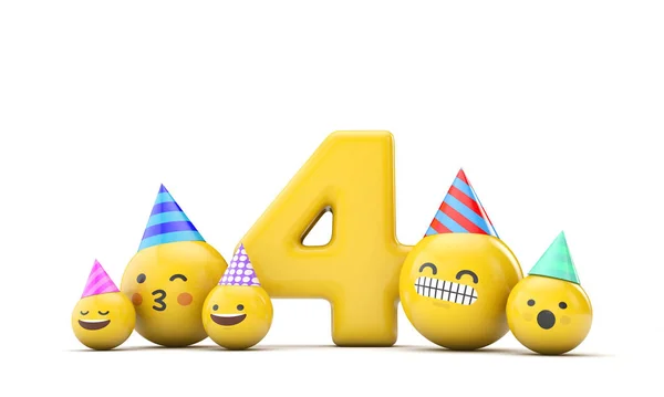 Celebración de la fiesta de cumpleaños número 4. Renderizado 3D —  Fotos de Stock