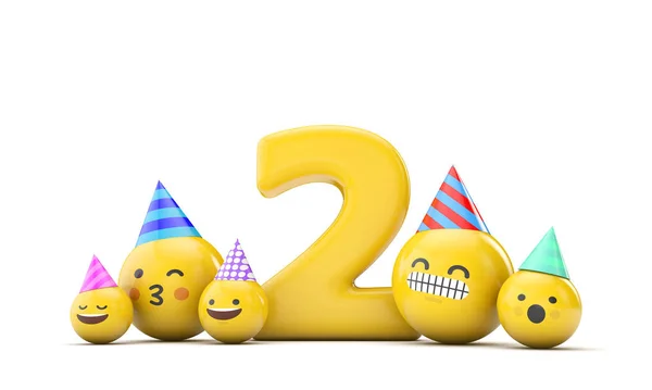Fête d'anniversaire numéro 2 emoji. Expéditeur 3D — Photo