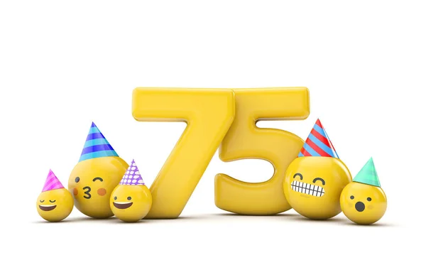 Номер 75 святкування святкування дня народження емодзі. 3D рендеринг — стокове фото