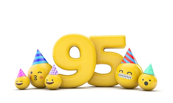 Número 95 emoji festa de aniversário celebração. Renderização 3D — Fotografia de Stock