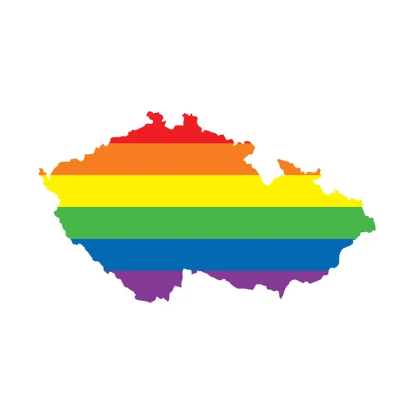 República Checa LGBTQ gay orgulho bandeira mapa —  Vetores de Stock