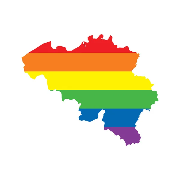 Bélgica LGBTQ gay orgulho bandeira mapa —  Vetores de Stock