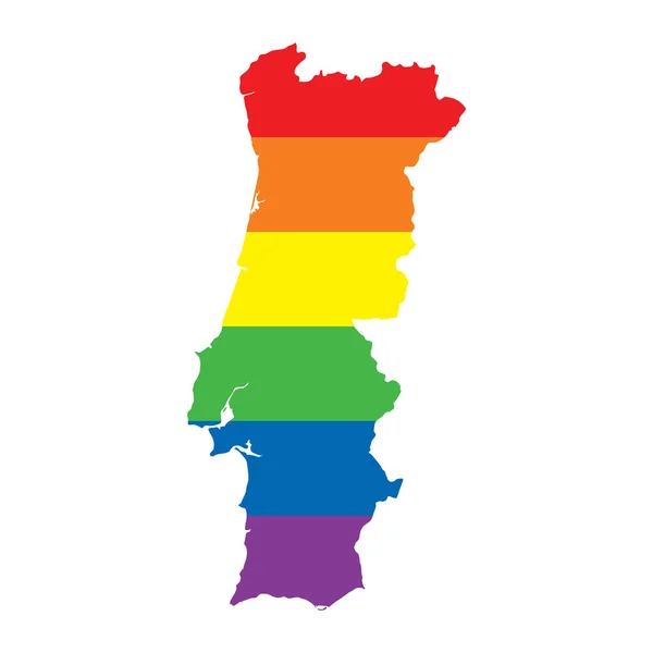 Portugal LGBTQ gay orgulho bandeira mapa —  Vetores de Stock