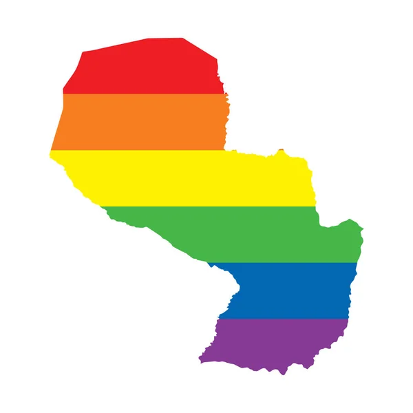Paraguai LGBTQ gay orgulho bandeira mapa —  Vetores de Stock