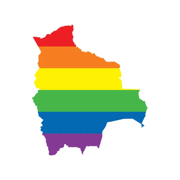 Bolívia LGBTQ gay orgulho bandeira mapa —  Vetores de Stock