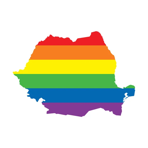 Roménia LGBTQ gay orgulho bandeira mapa —  Vetores de Stock