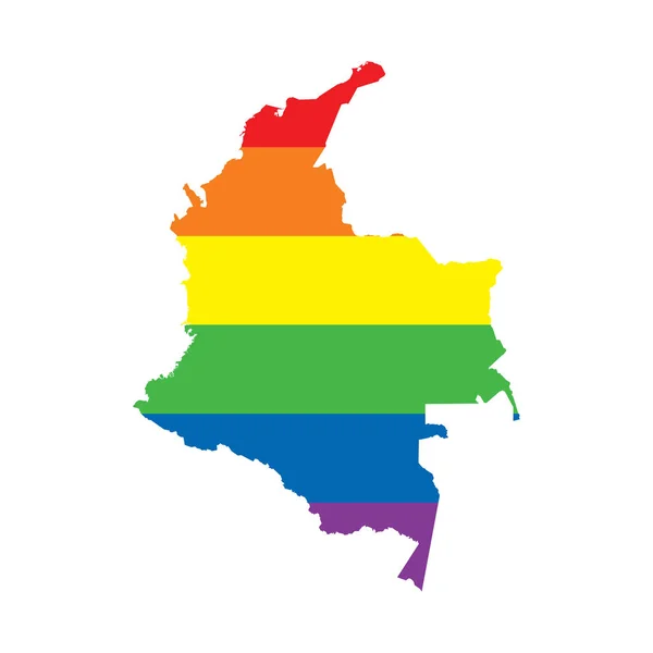Colômbia LGBTQ gay orgulho bandeira mapa —  Vetores de Stock