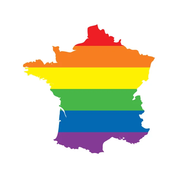 France LGBTQ gay pride flag map — 스톡 벡터