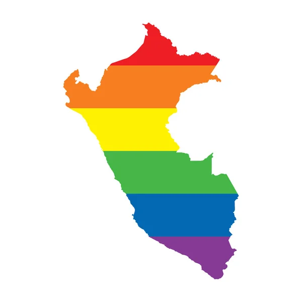 Peru LGBTQ gay orgulho bandeira mapa —  Vetores de Stock