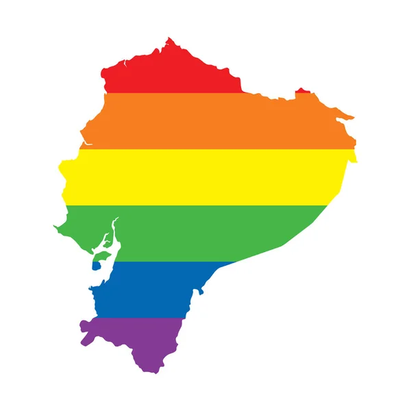 Equador LGBTQ gay orgulho bandeira mapa —  Vetores de Stock