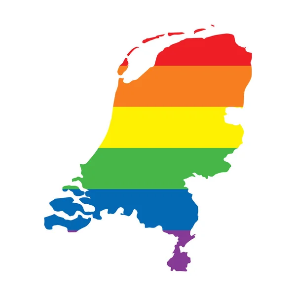 Pays-Bas LGBTQ gay pride flag map — Image vectorielle