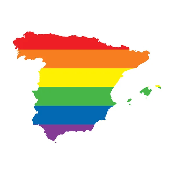 Spain LGBTQ gay pride flag map — Stock Vector