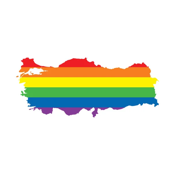 Turquia LGBTQ gay orgulho bandeira mapa —  Vetores de Stock