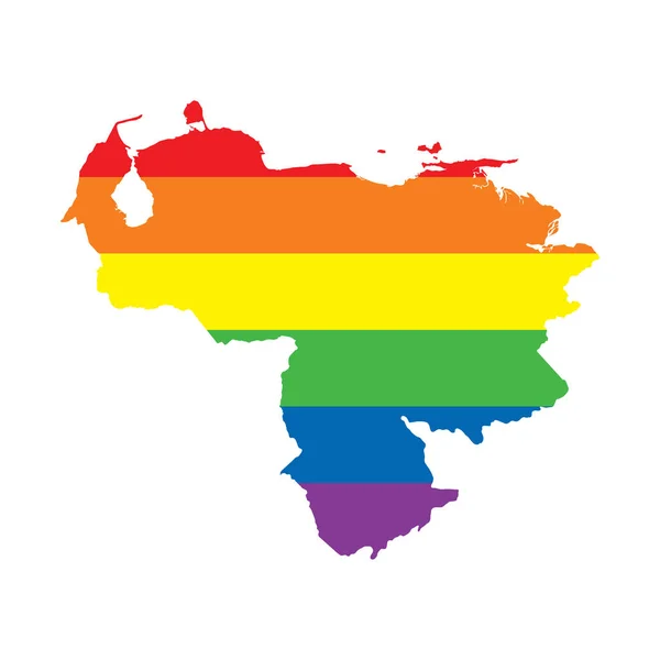 Venezuela LGBTQ gay orgulho bandeira mapa —  Vetores de Stock