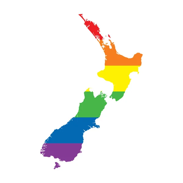 New Zealand LGBTQ gay pride flag map — ストックベクタ