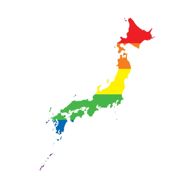 Japan Lgbtq gay pride flag map — Stockvektor