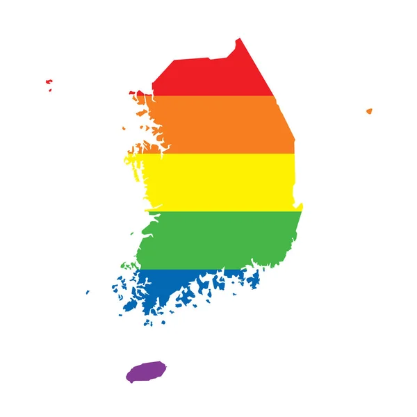Coreia do Sul LGBTQ gay orgulho bandeira mapa —  Vetores de Stock
