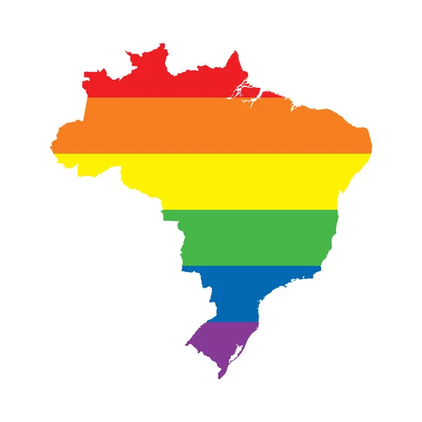 Brasil Mapa de la bandera del orgullo gay LGBTQ — Archivo Imágenes Vectoriales