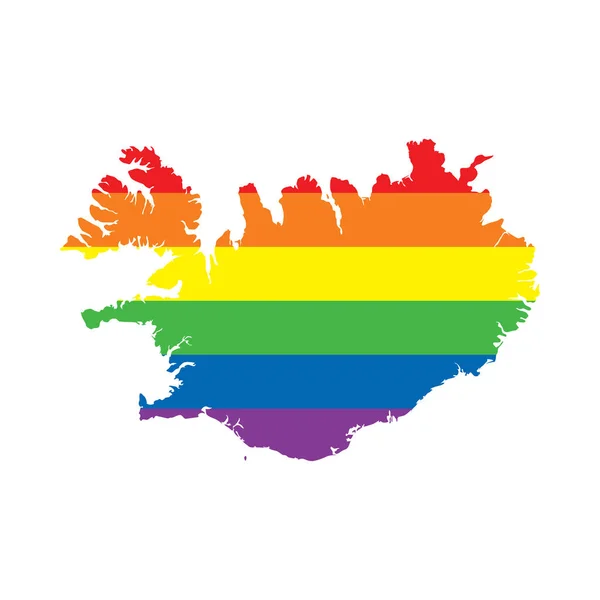 Islândia LGBTQ gay orgulho bandeira mapa —  Vetores de Stock