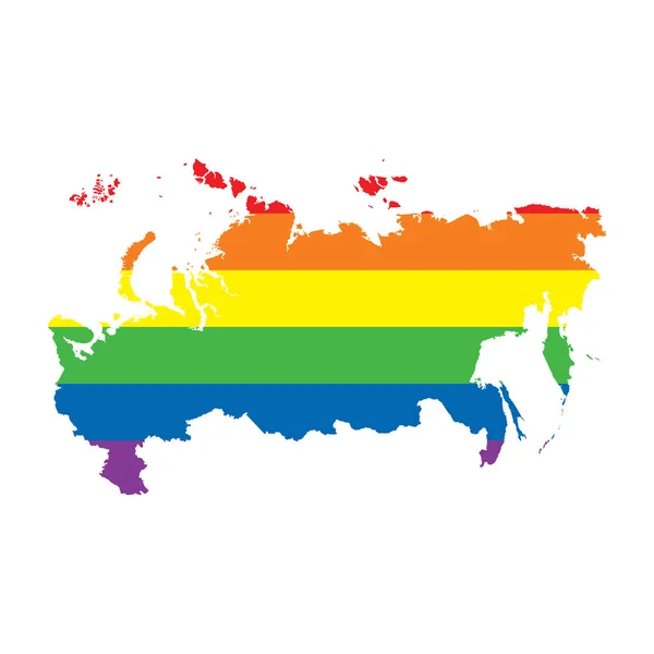 Russie LGBTQ gay pride flag map — Image vectorielle