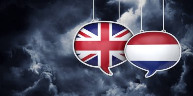Uk ve Hollanda Brexit müzakere görüşmeleri. 3d Kırpma
