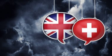 Uk ve İsviçre Brexit müzakere görüşmeleri. 3d Kırpma