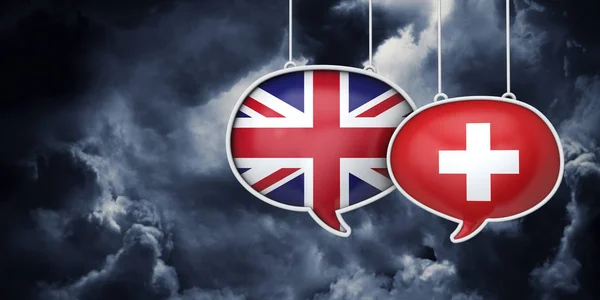 UK and Switzerland brexit negotiation talks. 3D Rednering — 스톡 사진