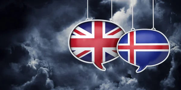 Reino Unido e Islândia brexit negociações. Rednering 3D — Fotografia de Stock