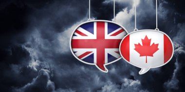 Uk ve Kanada Brexit müzakere görüşmeleri. 3d Kırpma