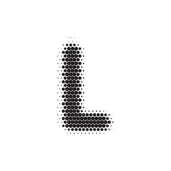 Γράμμα L μαύρη γραμματοσειρά μοτίβο halftone — Διανυσματικό Αρχείο