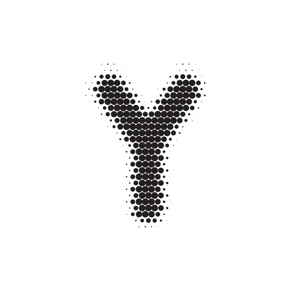 Bokstav Y svart halvton mönster teckensnitt — Stock vektor