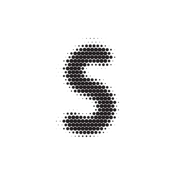 Γράμμα S μαύρη γραμματοσειρά μοτίβο halftone — Διανυσματικό Αρχείο