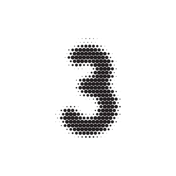 Number 3 black halftone pattern font — Stock Vector