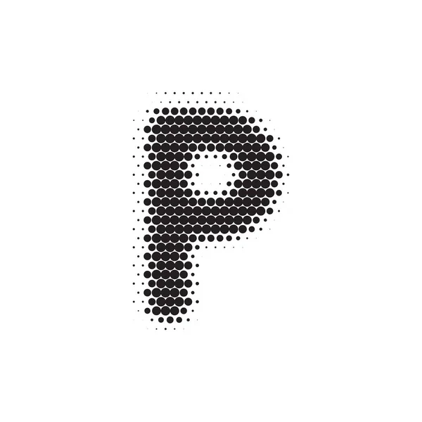 Letter P black halftone pattern font — 스톡 벡터