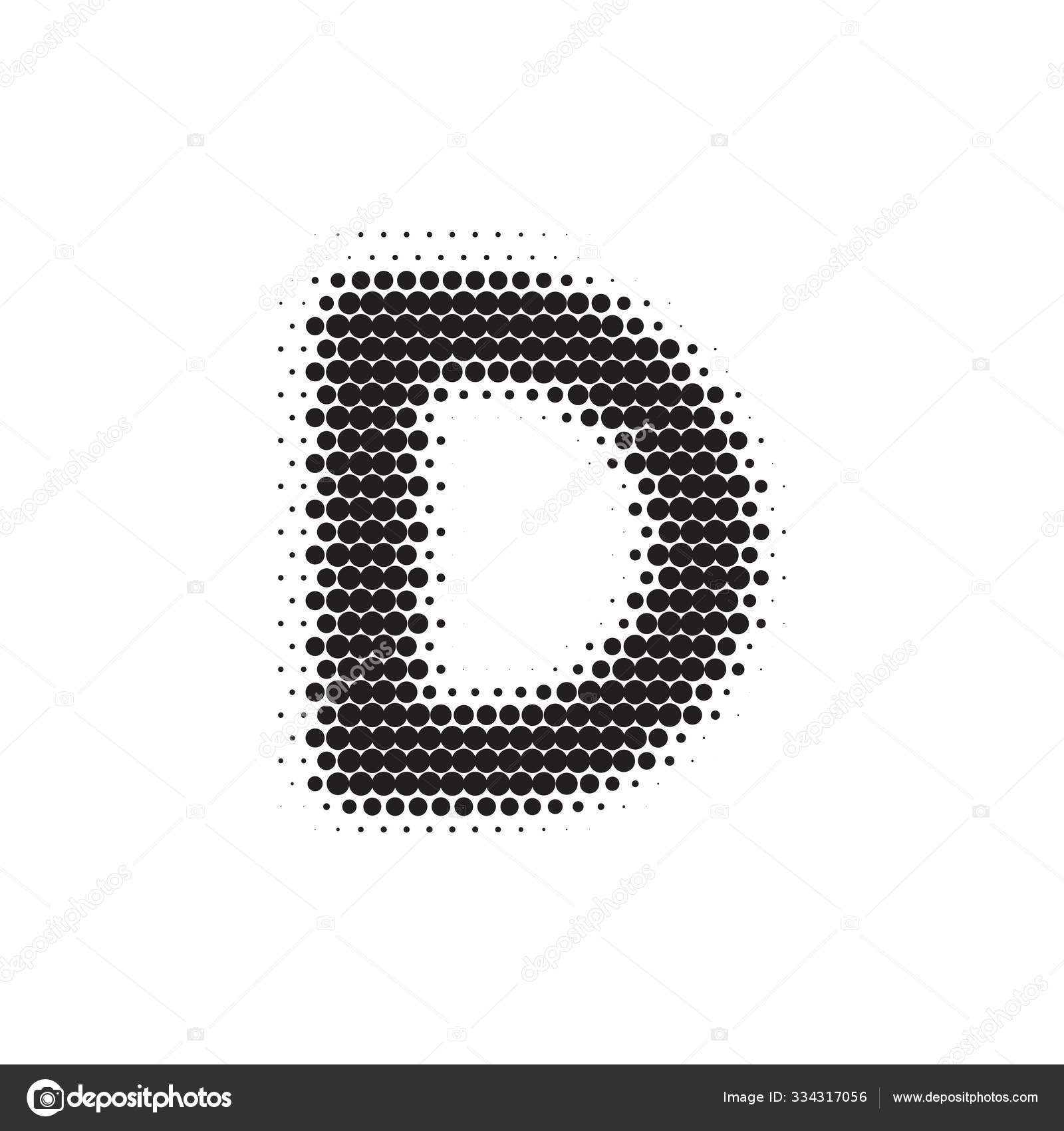 Letter D black halftone pattern font Stock Vector Image by