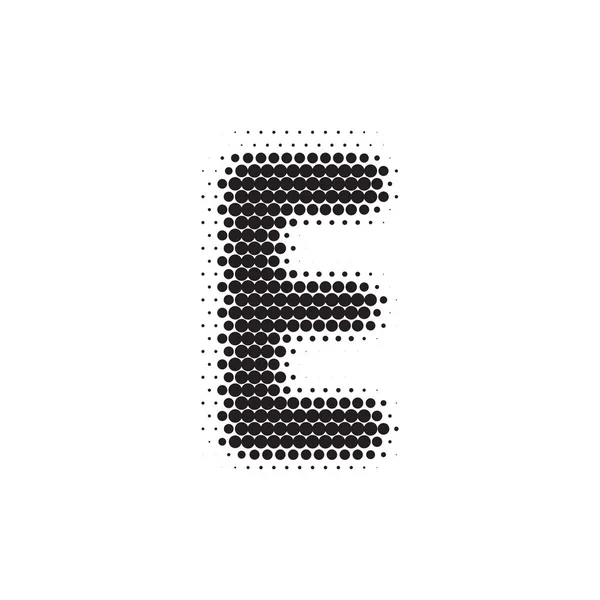 Letter E zwart halve toon lettertype — Stockvector