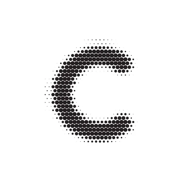 Γράμμα C μαύρη γραμματοσειρά μοτίβο halftone — Διανυσματικό Αρχείο