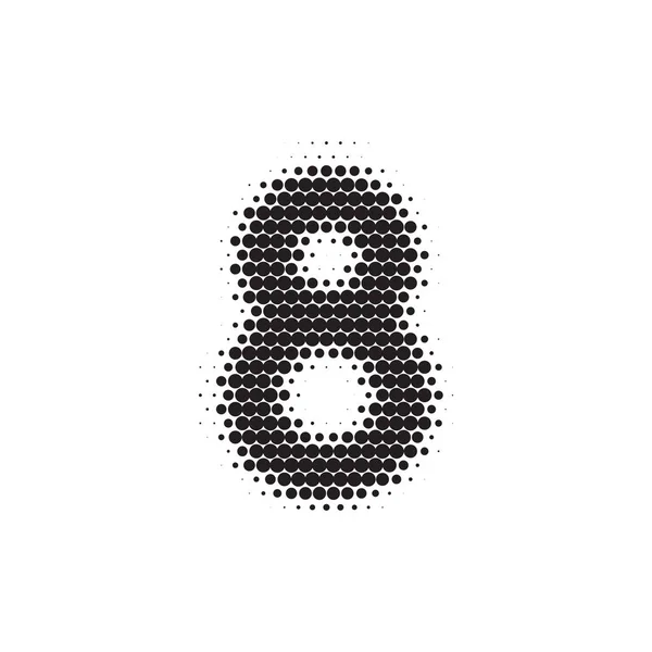 Number 8 black halftone pattern font — 스톡 벡터