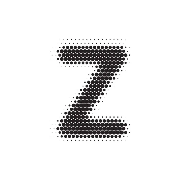 Letter Z black halftone pattern font — Stock Vector