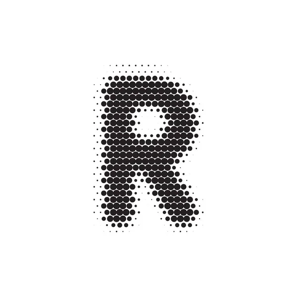 Letter R black halftone pattern font — 스톡 벡터