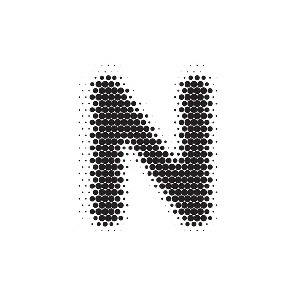 Letter N black halftone pattern font — ストックベクタ