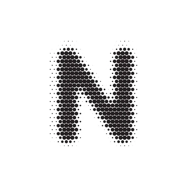 Letra N negro halftone pattern fuente — Archivo Imágenes Vectoriales