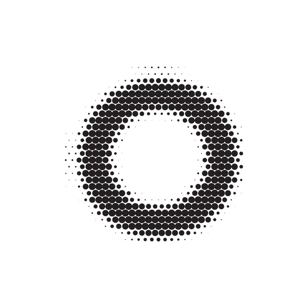 Letter O black halftone pattern font — Stock Vector