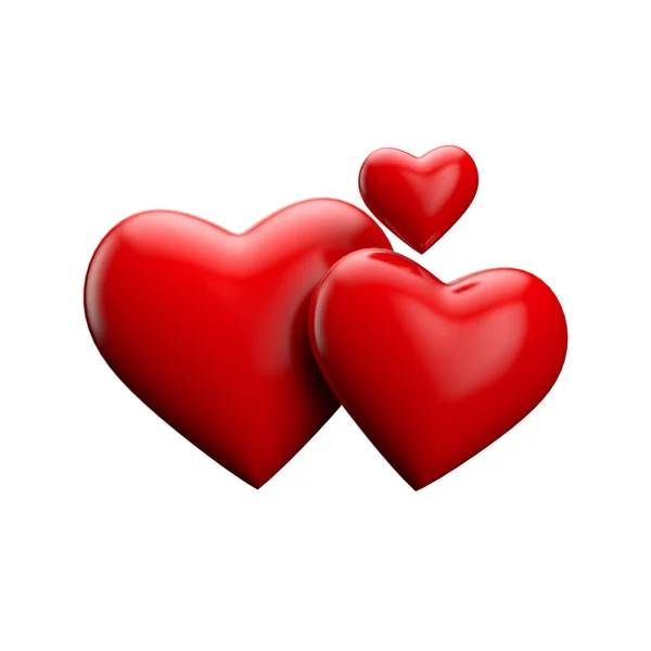 3d Egy romantikus, vörös szerelem szívének ábrázolása — Stock Fotó